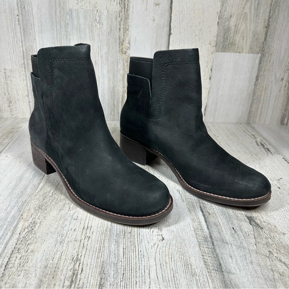 Lucky Brand Hirsi Black Leather Block Heel Ankle Bootie #1223 - Picture 9 of 13